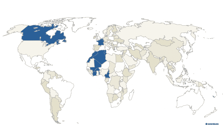 Carte des pays membres de la SALF