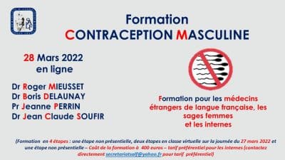 formation contraception masculine en ligne le 5 octobre 2021, réservée aux médecins étrangers de langue française